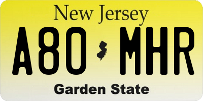 NJ license plate A80MHR