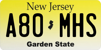 NJ license plate A80MHS