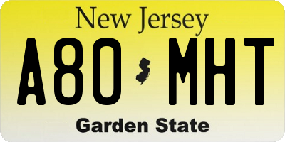 NJ license plate A80MHT