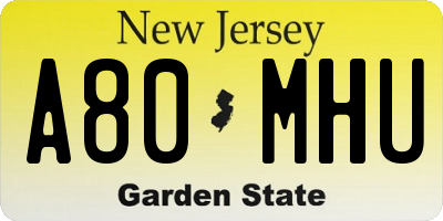 NJ license plate A80MHU