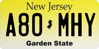 NJ license plate A80MHY
