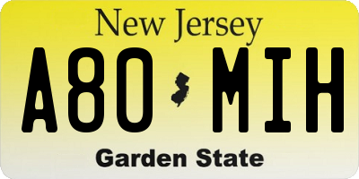 NJ license plate A80MIH