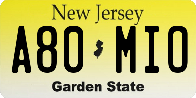 NJ license plate A80MIO