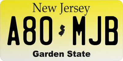 NJ license plate A80MJB