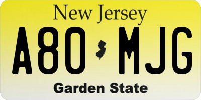 NJ license plate A80MJG