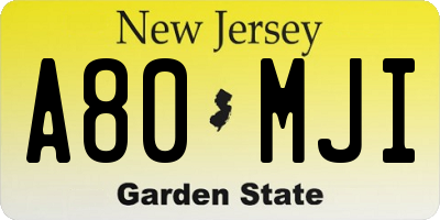 NJ license plate A80MJI