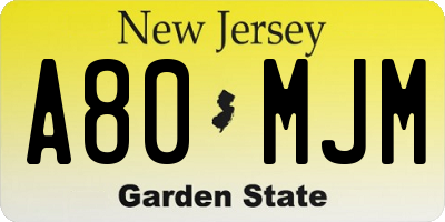 NJ license plate A80MJM