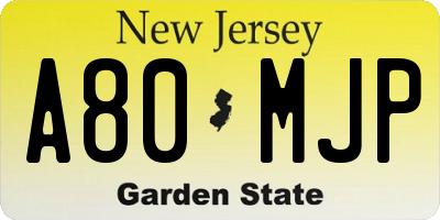 NJ license plate A80MJP