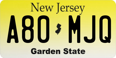 NJ license plate A80MJQ