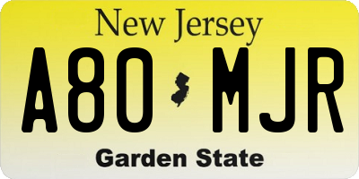 NJ license plate A80MJR