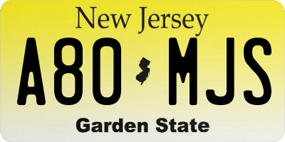 NJ license plate A80MJS