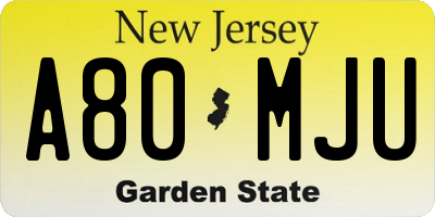 NJ license plate A80MJU
