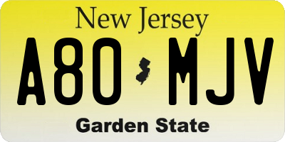 NJ license plate A80MJV