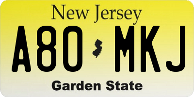 NJ license plate A80MKJ