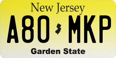 NJ license plate A80MKP