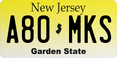 NJ license plate A80MKS