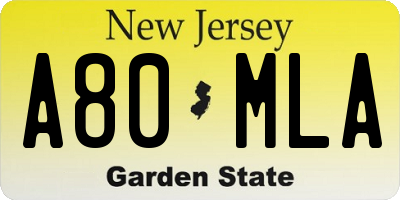 NJ license plate A80MLA