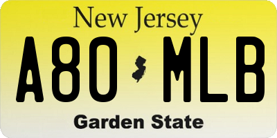 NJ license plate A80MLB