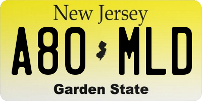 NJ license plate A80MLD