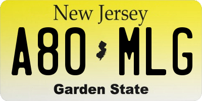 NJ license plate A80MLG