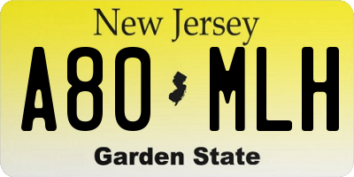 NJ license plate A80MLH