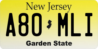 NJ license plate A80MLI