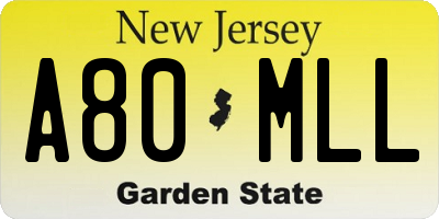 NJ license plate A80MLL