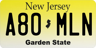 NJ license plate A80MLN
