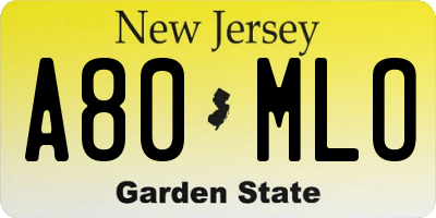 NJ license plate A80MLO