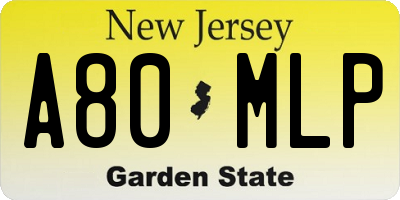 NJ license plate A80MLP