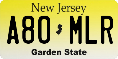 NJ license plate A80MLR