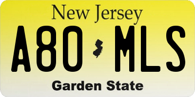 NJ license plate A80MLS