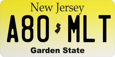 NJ license plate A80MLT