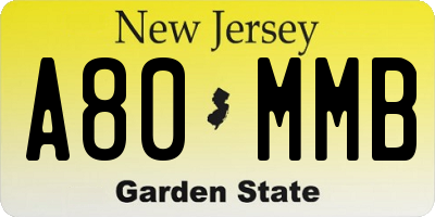 NJ license plate A80MMB
