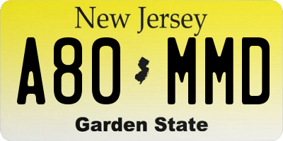 NJ license plate A80MMD