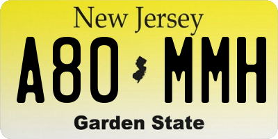 NJ license plate A80MMH