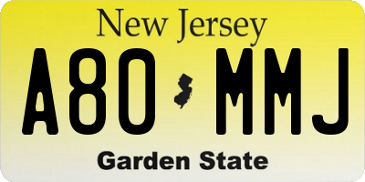 NJ license plate A80MMJ