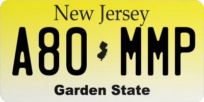 NJ license plate A80MMP