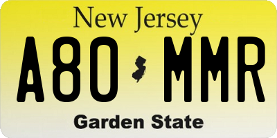 NJ license plate A80MMR