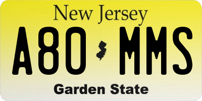 NJ license plate A80MMS