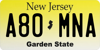 NJ license plate A80MNA