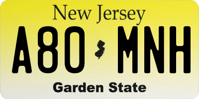 NJ license plate A80MNH