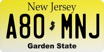 NJ license plate A80MNJ