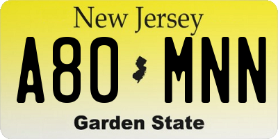 NJ license plate A80MNN
