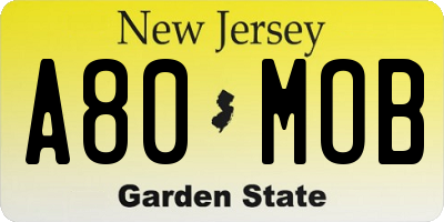 NJ license plate A80MOB