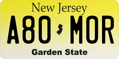 NJ license plate A80MOR