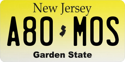 NJ license plate A80MOS