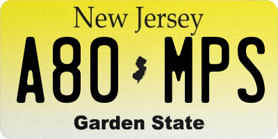 NJ license plate A80MPS