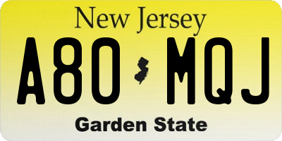 NJ license plate A80MQJ