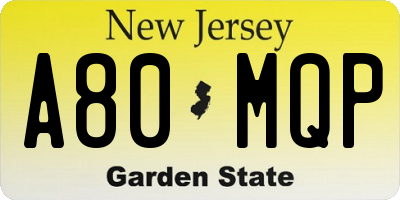 NJ license plate A80MQP